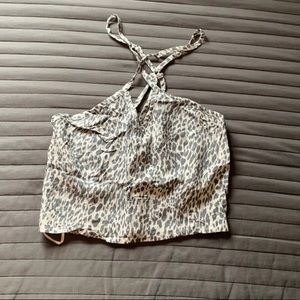 Hollister Grey Leopard Print Crop Top